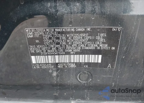 2012 Toyota Rav4 Limited from USA, damaged, VIN 2T3DF4DV4CW210484